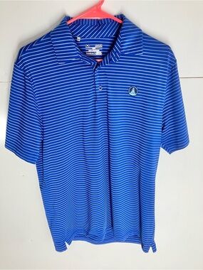Under Armour Royal Blue & White Striped Golf Polo
